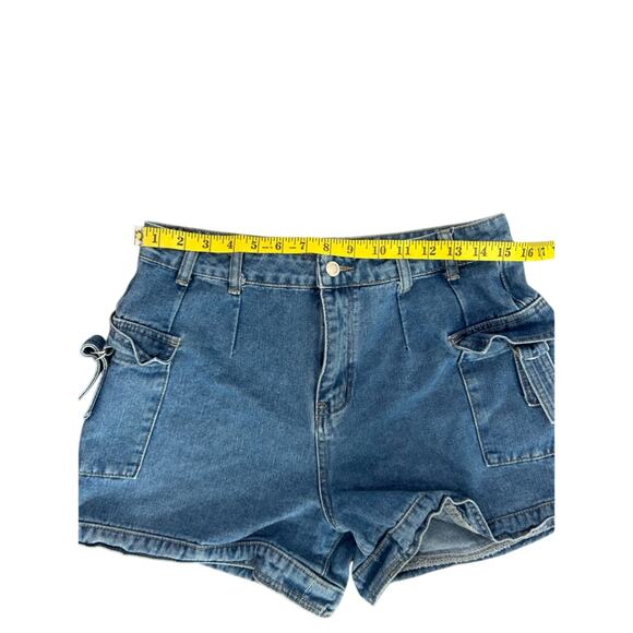 Cotton- cargo - short jean shorts- pockets- with unique closure-11 Y2K sixty six - Picture 4 of 9